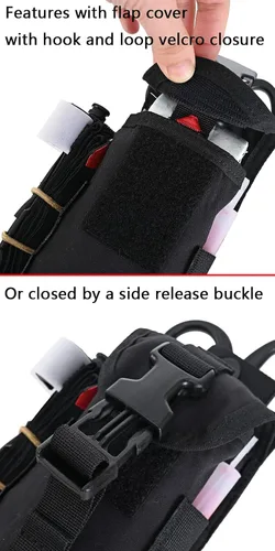Vista 6 de MOLLE Blowout Pouch, Compact IFAK Pouch with Rear Shears Slot, Quick-Pull Strap and Tourniquet Holder, Tactical First Aid Pouch with Flap Closure