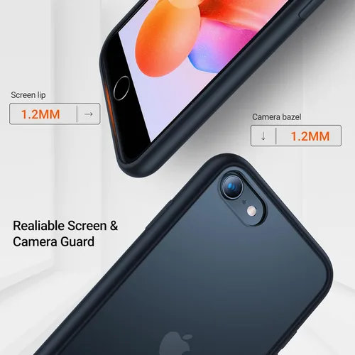 Vista 3 de TORRAS - Funda a prueba de golpes para iPhone SE 2022/iPhone SE 2020/iPhone 7, certificado de caída militar, parte trasera dura, semitransparente