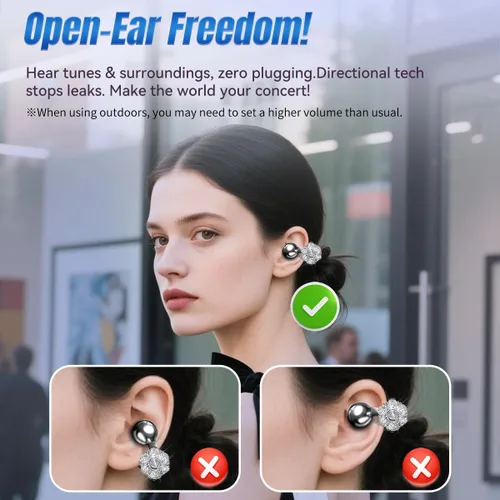 Vista 7 de Kinglucky i121 - Auriculares inalámbricos Bluetooth con clip de oreja con micrófono, cancelación de ruido, impermeables IPX4, para orejas pequeñas