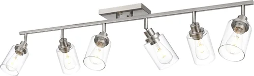 Vista 19 de MELUCEE Kit de Iluminación de Riel de 4 Luces, Luminarias de Latón para Tocador de Baño con Cabezal de Riel Ajustable, Lámpara de Techo Tipo Foco