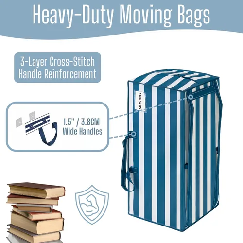 Vista 49 de VENO Paquete de 6 bolsas de mudanza resistentes con correas de mochila, cremalleras y asas, bolsas de embalaje extragrandes para artículos