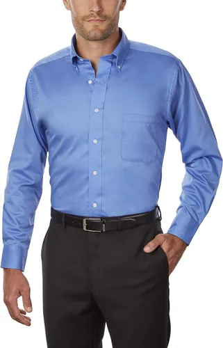 Vista 3 de Van Heusen Camisa de vestir de sarga de ajuste regular con cuello abotonado para hombre, exclusiva de Tienda