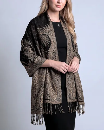 Vista 2 de Achillea Bufanda reversible de pashmina con estampado paisley – Chales y envolturas indios exóticos para vestidos de noche, festivales, todas