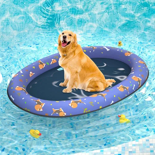 Vista 10 de Pet Soft Balsa flotante para perros – Flotador inflable de natación para perros para el verano (hueso azul)