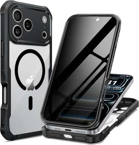 Vista 45 de seacosmo para iPhone Air Funda, Carcasa Completa con Protector de Privacidad de Vidrio Templado 9H Integrado y Protector de Lente de Cámara