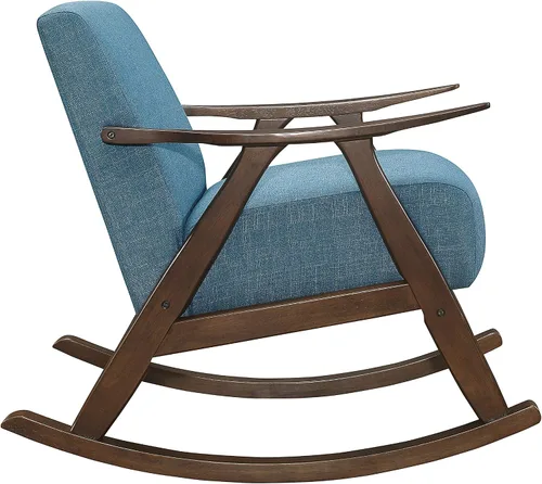 Vista 5 de Lexicon Helena - Mecedora de madera de tela de 28.5 pulgadas de ancho, color azul