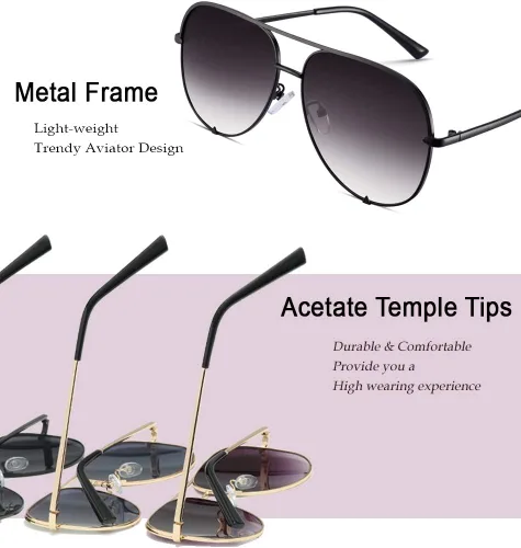 Vista 4 de Gafas de sol de aviador espejadas para hombres y mujeres, diseño de moda UV400