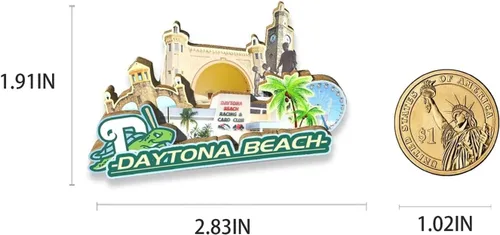 Vista 3 de Imán de Daytona Beach de los E.E.U.U. Imán de nevera 3D de madera Monumentos de viaje coleccionables, recuerdos, decoración hecha a mano 2