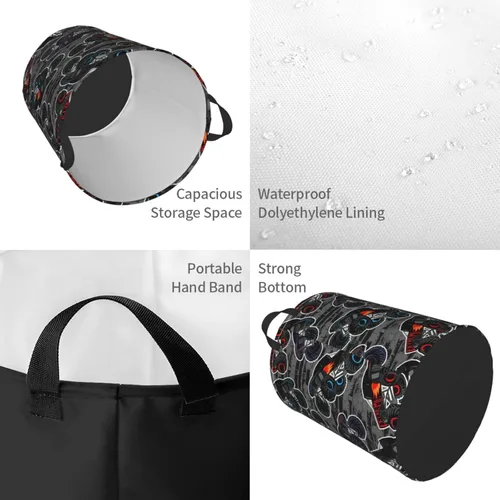 Vista 4 de Monster Truck - Cesta redonda para ropa sucia, para niños, cesta de almacenamiento para juguetes, organizador de ropa, para el hogar, baño