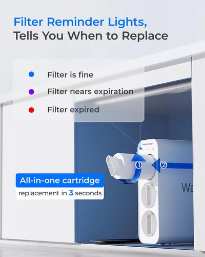 Vista 3 de Sistema de filtro de agua para debajo del fregadero Waterdrop TSU 0,01 μm, 3 etapas de alta capacidad para eliminar el 99,99 % de contaminantes más