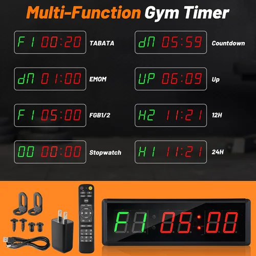 Vista 6 de Reloj temporizador de gimnasio mejorado para Tabata/FBG/EMOM – Gran intervalo digital de entrenamiento para entusiastas del fitness, cuenta