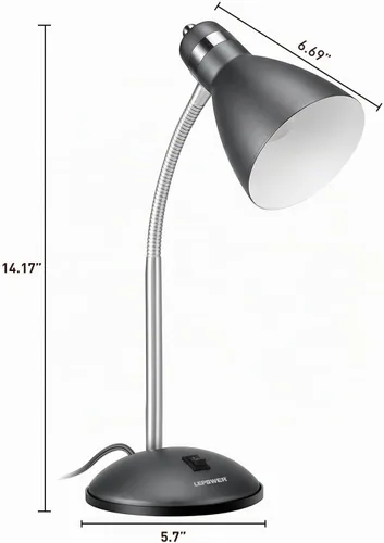 Vista 10 de LEPOWER Lámpara de escritorio de metal, luz de lectura ajustable de cuello Negro arena