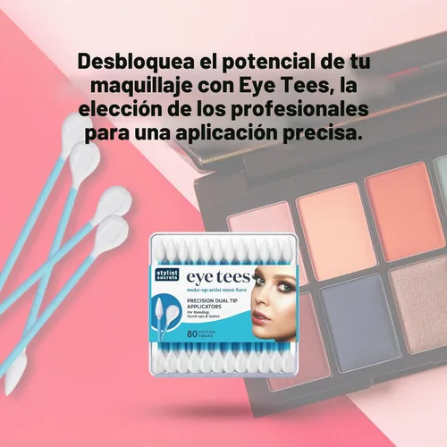 Vista 5 de Fran Wilson EYE TEES - Puntas de algodón de 80 unidades (paquete de 3) – Aplicador de maquillaje de precisión, hisopos de doble cara con extremos