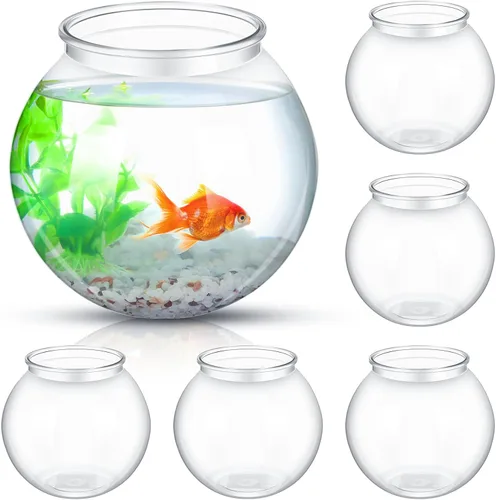 Vista 8 de Mifoci 3 peceras de plástico transparente de 100 onzas Goldfish Bowl multiusos redondo de escritorio para acuario transparente para el hogar