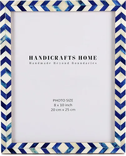Vista 15 de Handicrafts Home Marco de fotos de mosaico chevron – Marco de fotos hecho a mano con incrustaciones de hueso de 4 por 6 para decoración de mesa