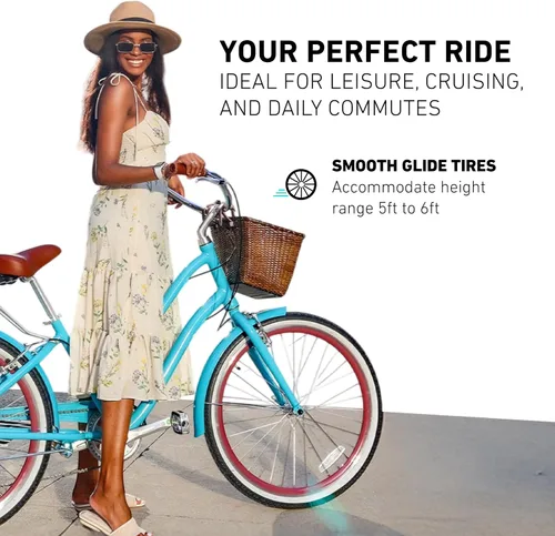 Vista 6 de sixthreezero EVRYjourney Bicicleta Cruiser de Playa para Mujeres, Bicicleta Híbrida de Turismo con Cuadro de Paso Bajo