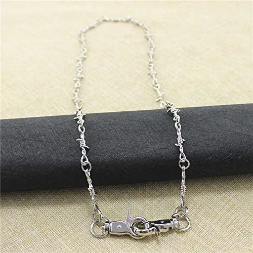 Vista 5 de Juego de collar de espinas blancas y negras con cadena de metal de seguridad para mujeres hombres niños y niñas joyería gótica fresca