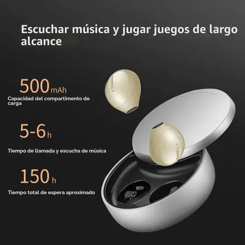 Vista 4 de Auriculares inalámbricos Bluetooth invisibles para dormir de lado, auriculares invisibles más pequeños, cómodos con bloqueo de ruido, auriculares