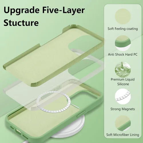 Vista 484 de Funda magnética de silicona para iPhone 13 Pro, color blanco antiguo [Compatible con Magsafe] [Forro de microfibra suave antiarañazos], funda