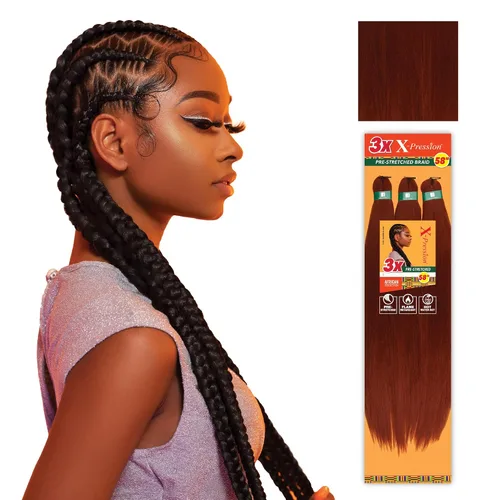Vista 40 de Sensationnel X-Pression - Trenzas sintéticas prestiradas, 3 unidades, 58 pulgadas, negro azabache 1 Cabello trenzado, Kanekalon, ignífugo