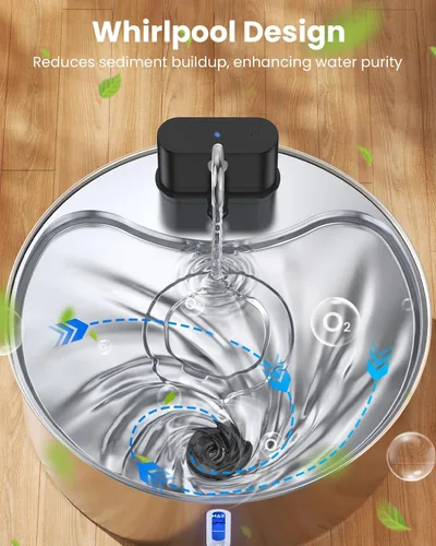 Vista 5 de Fuente de agua inalámbrica para perros grandes, fuente de agua de acero inoxidable de 12 litros con sensor, bomba silenciosa, dispensador automático