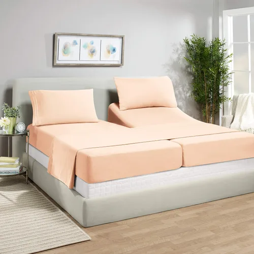 Vista 33 de Juego de sábanas de lujo Juego de cama de lujo, bolsillo extra profundo Juego de sábanas ajustable, sábana de arriba y 2 fundas de almohada, ropa