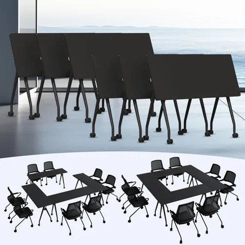 Vista 27 de Paquete de 2 mesas de conferencias plegables, mesa de reunión modular de 1915-gris