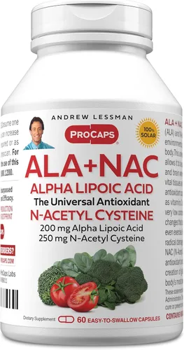 Vista 11 de ANDREW LESSMAN ALA + NAC Ácido alfa lipoico con N-acetil-cisteína 30 cápsulas - Ultra alta potencia, soporte antioxidante para sistema nervioso