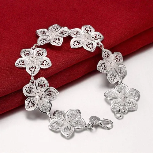 Vista 5 de NorthEarth Conjuntos de joyas de plata de ley 925 finas retro collares pulseras aretes para mujer moda fiesta boda