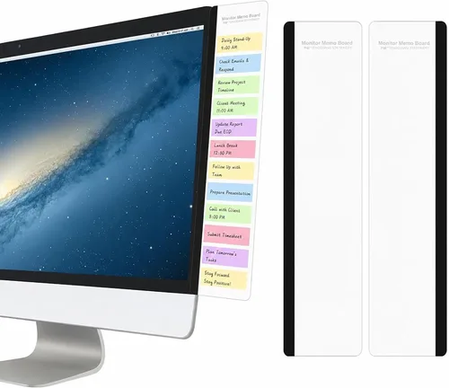 Vista 8 de 2 piezas de tableros de notas adhesivas para monitor de computadora, accesorios para escritorio de oficina, panel lateral multifunción de acrílico