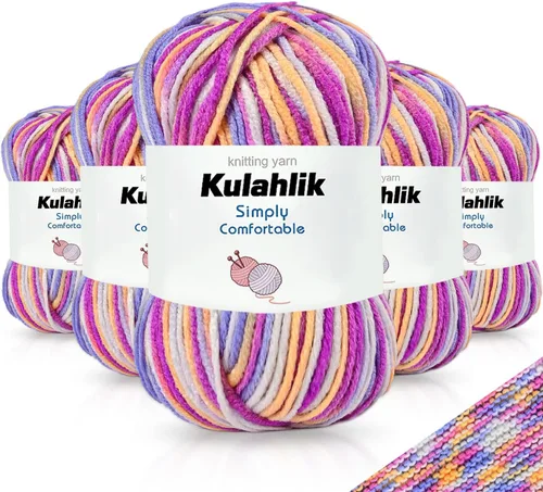 Vista 71 de 50g (1x50g) Hilo Acrílico para Crochet y Tejido, Hilo Degradado Colorido, 1 Rollo de Madejas, Hilo Acrílico Multicolor, Perfecto para Proyectos