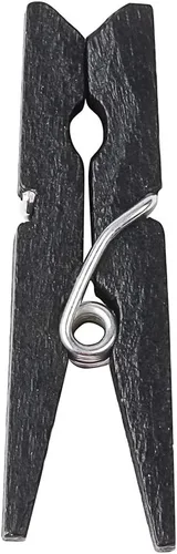 Vista 2 de Restaurantware Pinzas para la ropa negras de 1.2 pulgadas, 500 mini pinzas para la ropa, desechables, resistentes, clips de madera de bambú negro