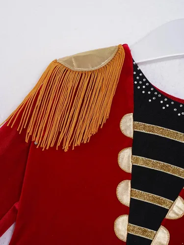 Vista 3 de Disfraz de maestro de anillos de circo para niñas y niñas, vestido de leotardo con lentejuelas y leotardo