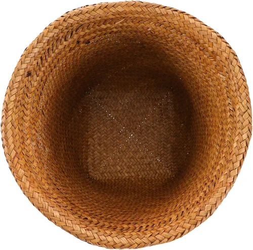 Vista 3 de Diseño de papelera tejida con paja para el hogar, uso versátil, sala de estar, dormitorio, cocina, 1 ud