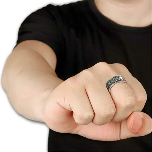 Vista 8 de BLUGY Anillos significativos y divertidos con dijes de Pixiu, anillo de Feng Shui, riqueza, joyería budista, anillo ajustable para hombres y mujeres
