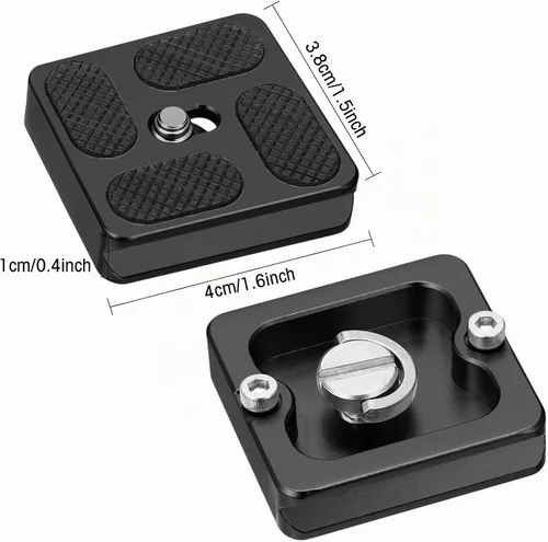 Vista 2 de Frienda 2 piezas de placa de liberación rápida de metal con rosca de cámara de 1/4''-20, placa de montaje para trípode, se adapta a estándar