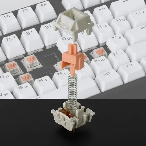 Vista 4 de V2 Holy Panda - 70 interruptores de teclado mecánicos táctiles de 3 pines, interruptor lubricado de precisión GPL 205 con vástago POM extendido