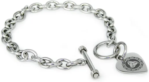 Vista 56 de Pulsera y Collar con Dijes de Símbolos de Corazón de Acero Inoxidable Solo pulsera de plata