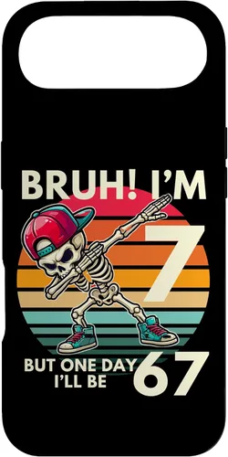 Vista 27 de Bruh I'm 7 But One-Day I'll Be 67 Retro 7th Birthday Kids Case for iPhone 17