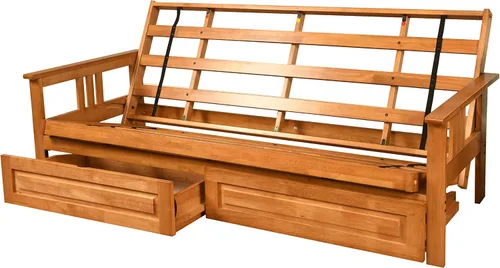 Vista 2 de Kodiak Futons Monterey - Marco de futón con cajones, incluido, color nuez Solo marco