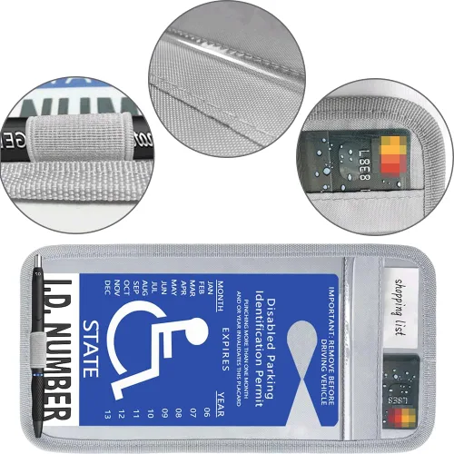 Vista 2 de lofrcin Soporte para Placas de Discapacitados para Auto, (1 Negro, 1 Gris) Soporte para Placas de Visera, Soporte para Placas de Discapacitados