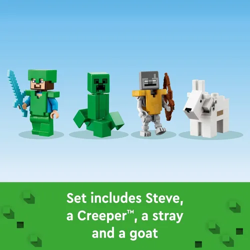 Vista 6 de LEGO Minecraft The Frozen Peaks 21243, Set de Montaña Cueva con Steve, Creeper, Figuras de Cabra y Accesorios, Juguete de Bioma Helado para Niños
