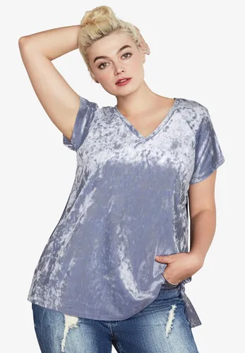 Vista 5 de Ellos Camiseta de terciopelo aplastado en talla grande para mujer