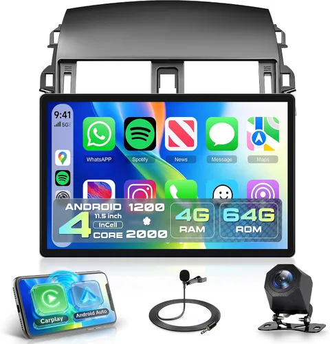 Vista 9 de Radio de coche Carplay 2G+64G para Toyota Corolla 2009 2010 2011 2012 2013, Rimoody estéreo de coche Android Android auto GPS WiFi pantalla táctil