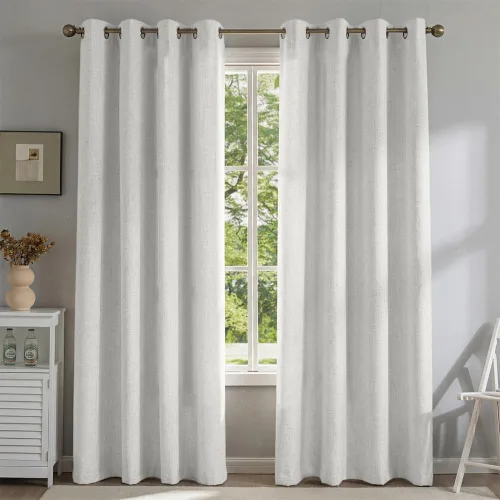 Vista 9 de Cortinas de lino libres de PFAS en negro de 63 pulgadas de largo, juego de 2 paneles, 100% cortinas opacas largas para dormitorio, sala de estar
