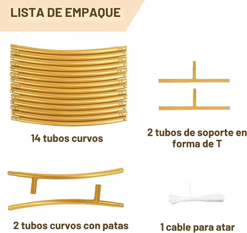 Vista 6 de Chamvis Kit de arco redondo de globos de metal, 2.2m (7.2 pies) Kit de soporte de arco redondo dorado: marco para plantas trepadoras de jardín