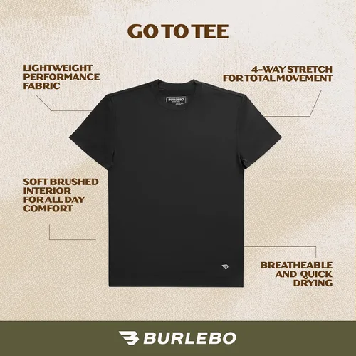 Vista 5 de BURLEBO Go to Tee - Camiseta ligera de rendimiento para hombre con protección solar UPF 50
