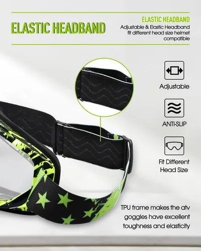 Vista 5 de Dirt Bike Goggles Motorcycle Gear ATV Riding Motocross Dirtbike 4-Wheeler Accessories Ski Fit Over The Glasses