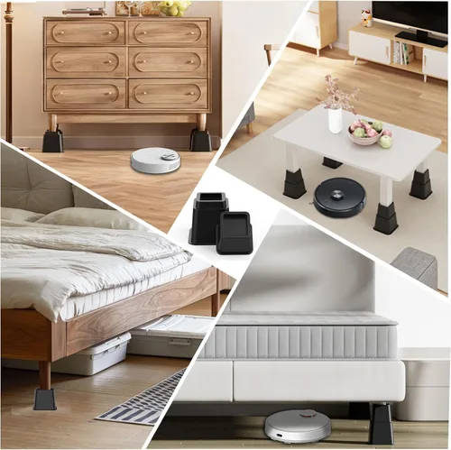 Vista 9 de Elevadores de cama ajustables de 3, 5, 8 pulgadas, resistentes, apilables, juego de 4 elevadores de cama para sofá, silla, mesa y escritorio