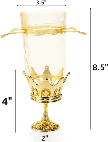 Vista 2 de Noamus Paquete de 30 coronas rellenables con bolsa, copa de plástico dorada con bolsas con cordón, cajas de almacenamiento decorativas para dulces